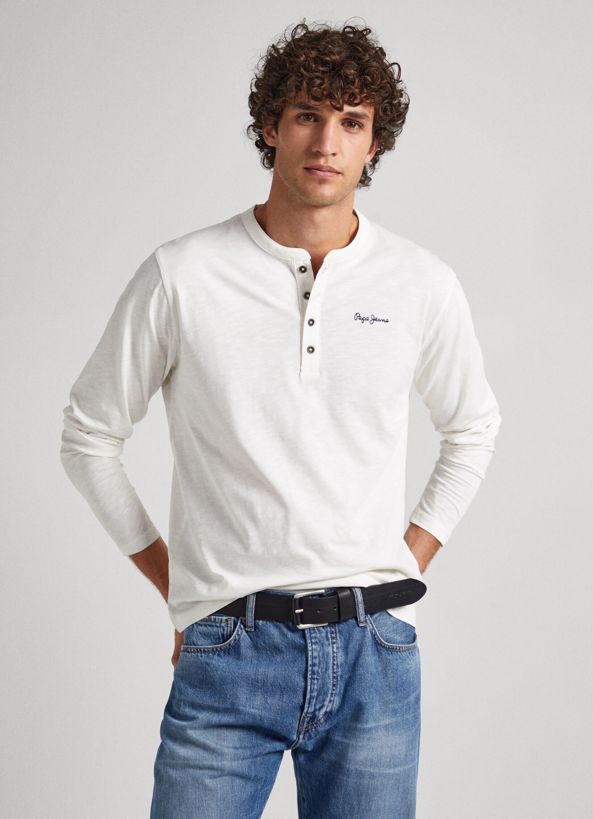 Camiseta com gola padeiro - Off White