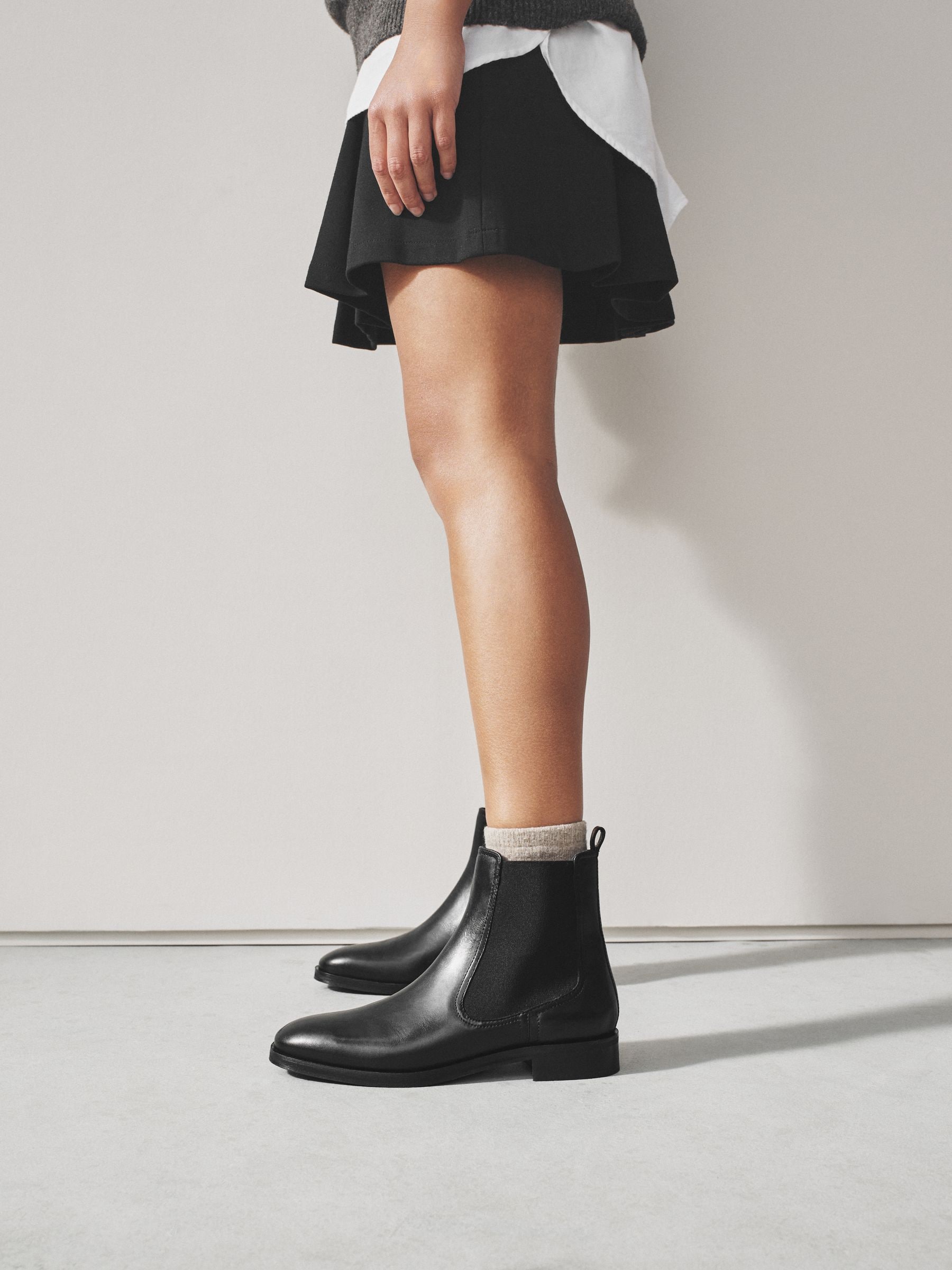 Zwart leer - Forever Comfort® Chelsea-enkellaarzen