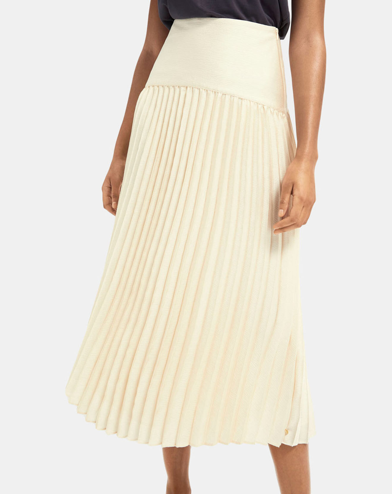 Scotch & Soda Jupe plissée & satinée écrue