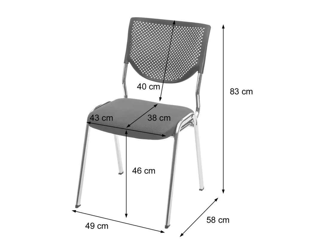 Chaise visiteur H401 Empilable, siège vert, pieds chromés