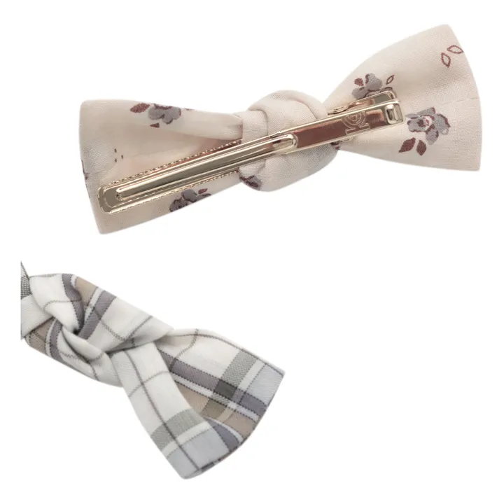Louisiella Set 2 Barrettes Viola Nœuds | Vert kaki
