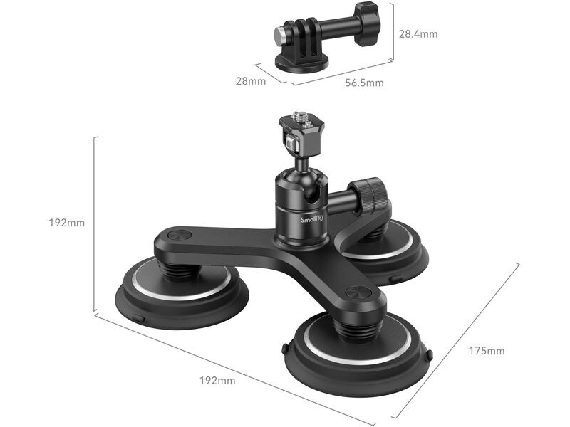 Smallrig Saugnapfhalterung Triple Magnetic Dreifacher magnetischer Saugnapf-Halterungssatz für Action-Kameras