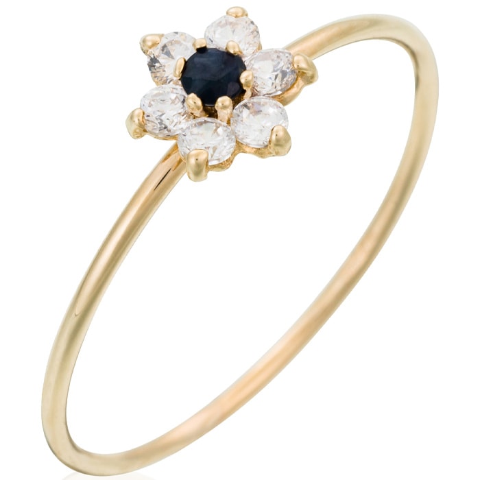 Bague Blue Flower - Or jaune 375/1000 & saphir