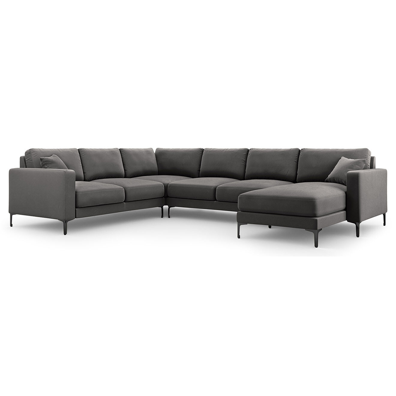 Mazzini Sofas Canapé Panoramique gauche Velours Venus 6 Places gris - 326x236x90 cm