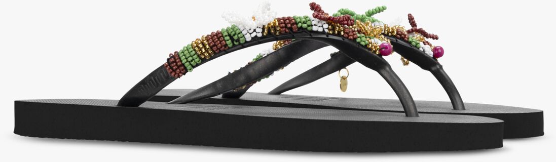 UZURII zwarte uzurii teenslippers las dalias gold