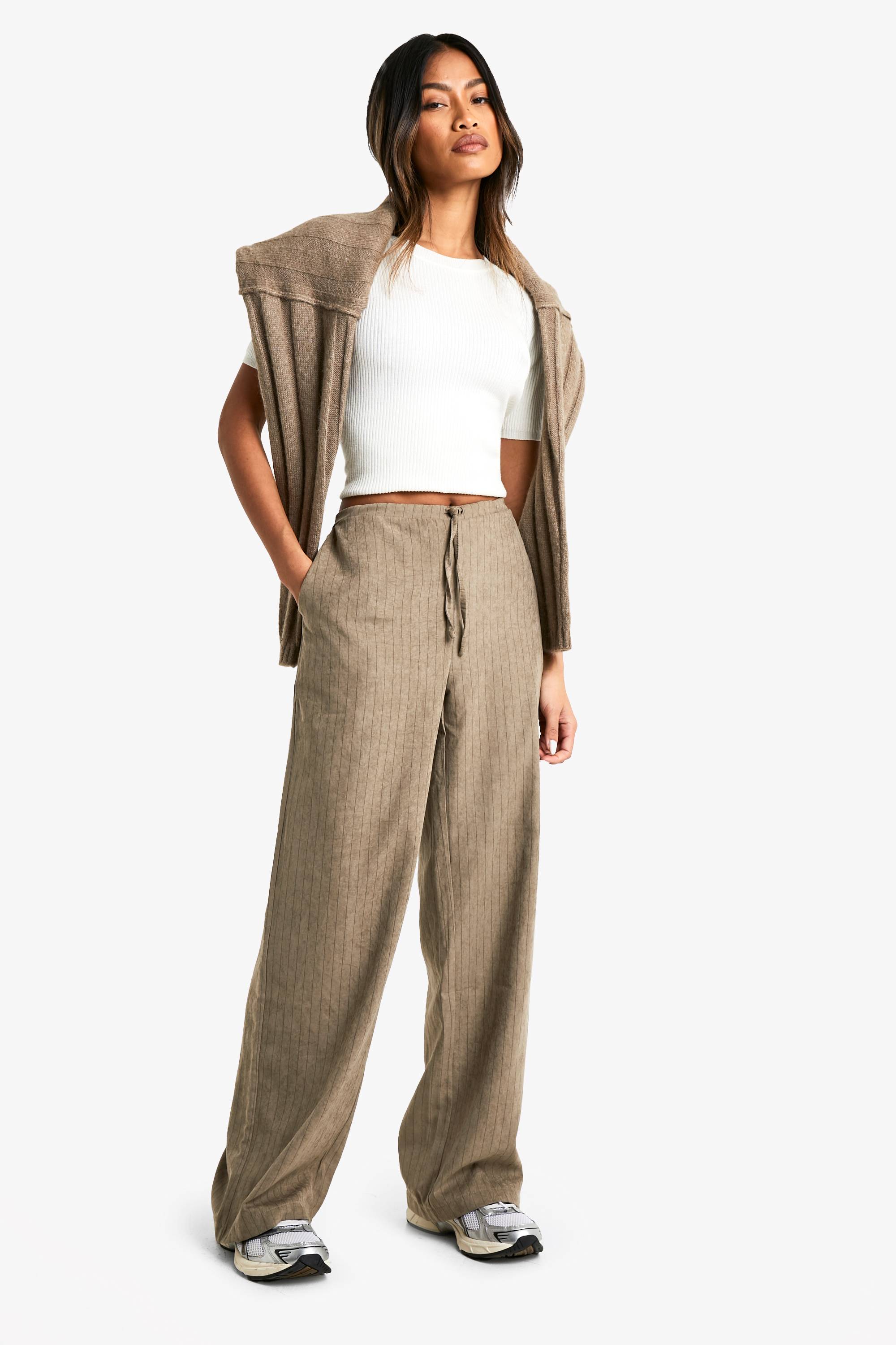 boohoo Pantalon oversize à rayures et jambes larges Soft Touch