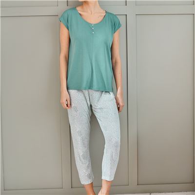 Pyjama femme fluide imprimé micromotif - BECQUET CRÉATION