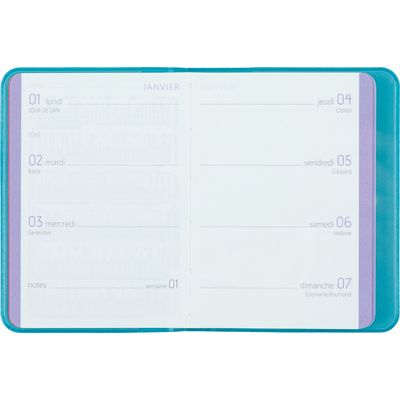 Agenda Colornote - 1 semaine sur 2 pages - 7,5 x 10,5 cm - bleu turquoise - Oberthur