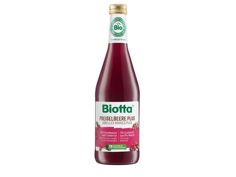 Biotta Säfte Preiselbeer Plus 0.5 l Fruchtsaft aus erntefrischen Bio-Preiselbeeren und Bio-Cranberrys