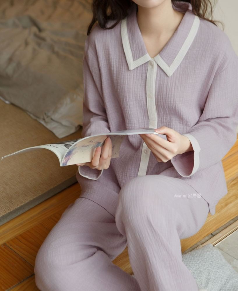 Sweetzer - Koppel bijpassende pyjamaset: shirt met zakdetail + broek (verschillende ontwerpen)