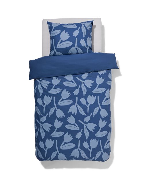 housse de couette en coton doux 140x200/220 tulipe bleu