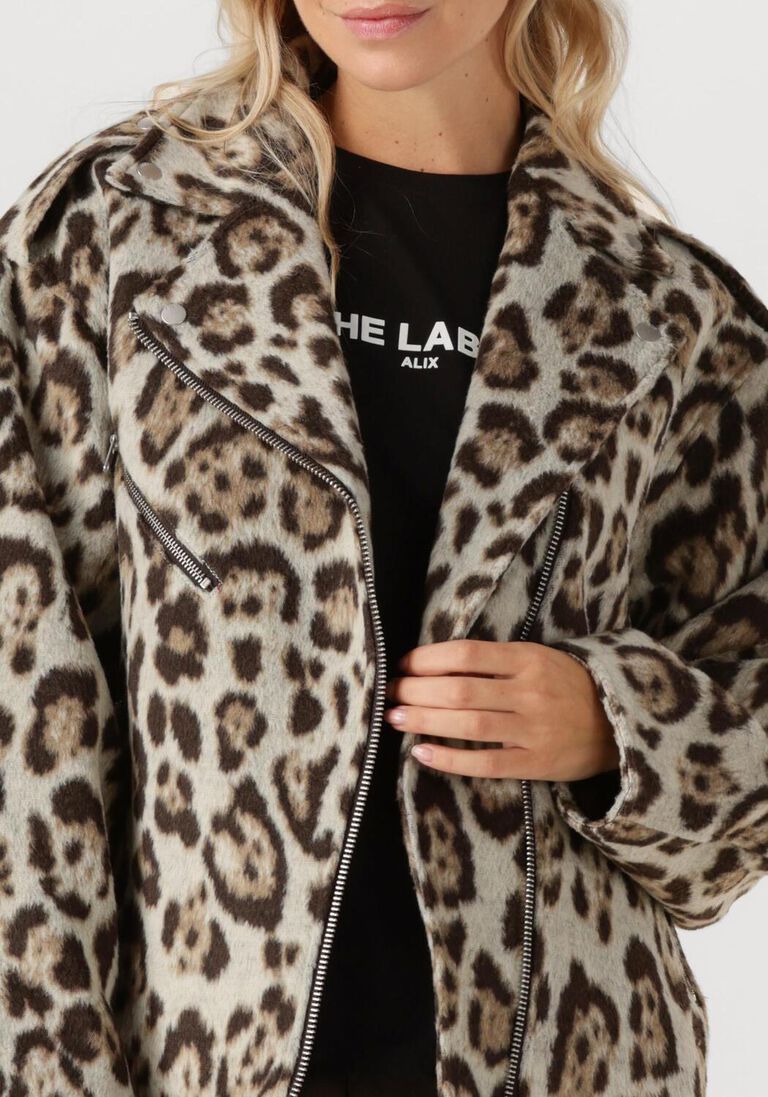 beige alix the label jack ladies woven jaquar biker jacket