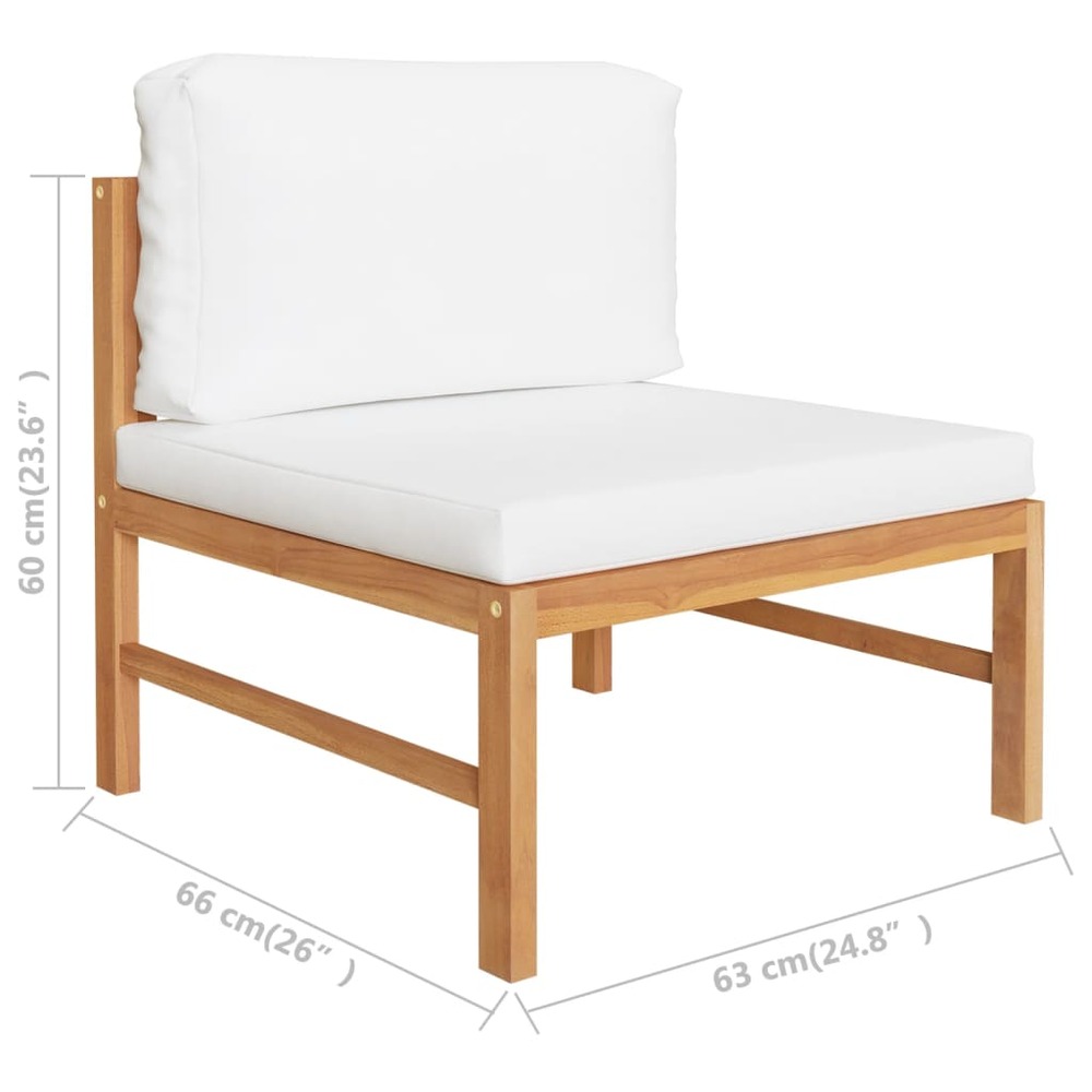 Salon de jardin meuble d'extérieur ensemble de mobilier 4 pièces avec coussins crème bois de teck solide