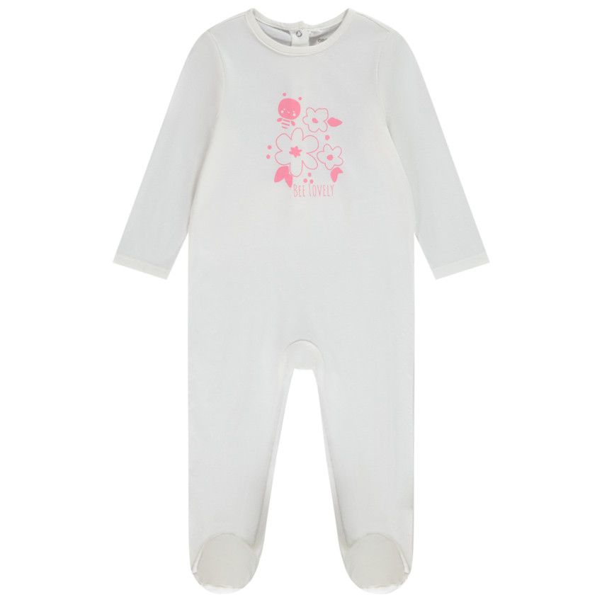 Dors-bien en jersey avec print fantaisie pour bébé fille - Ecru