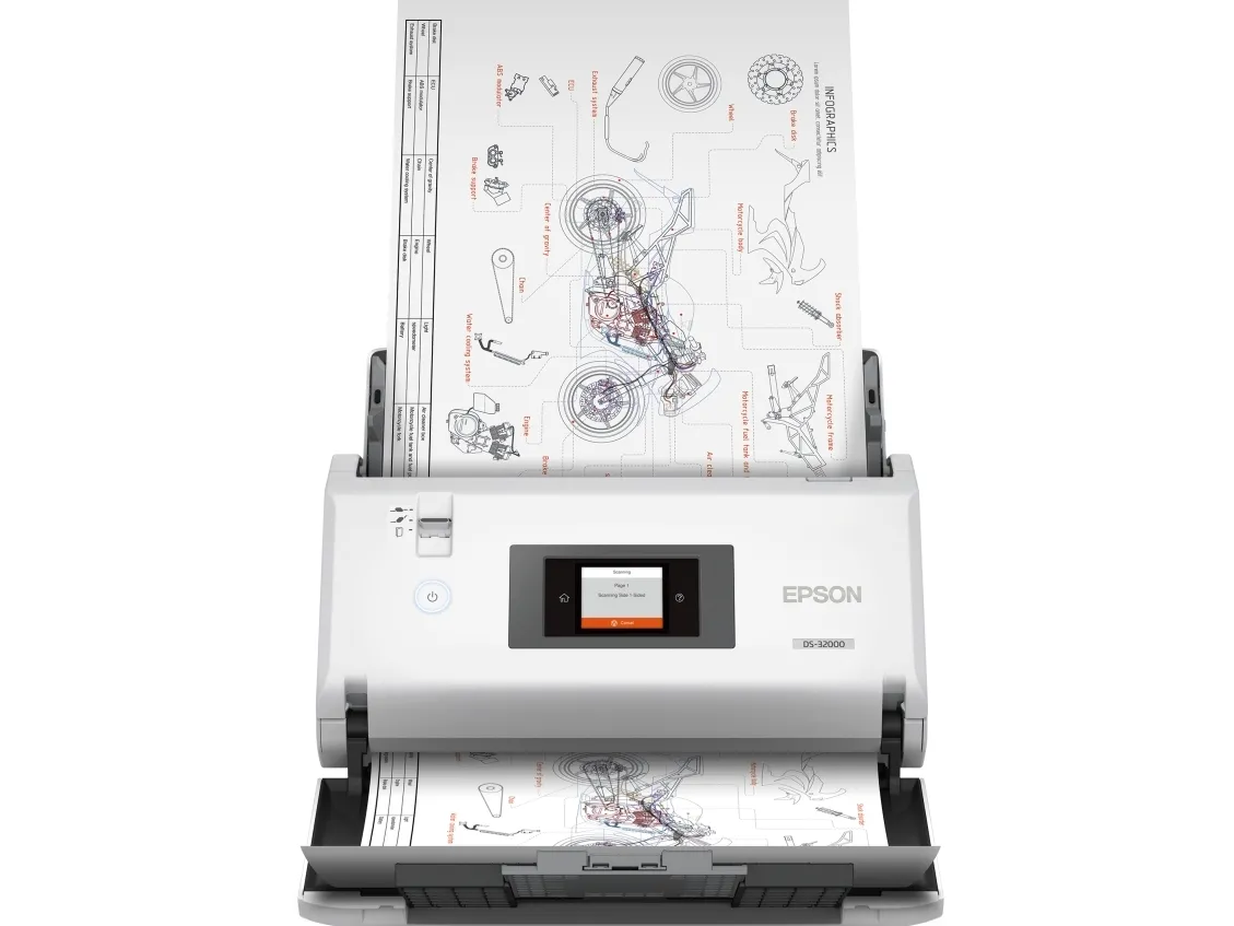 Epson WorkForce DS-32000 - Dokumentscanner - Contact Image Sensor (CIS) - Duplex - A3 - 600 dpi x 600 dpi - op til 90 ppm (mono) / op til 90 ppm (farve) - ADF (120 ark) - op til 40000 scanninger pr. dag - USB 3.0