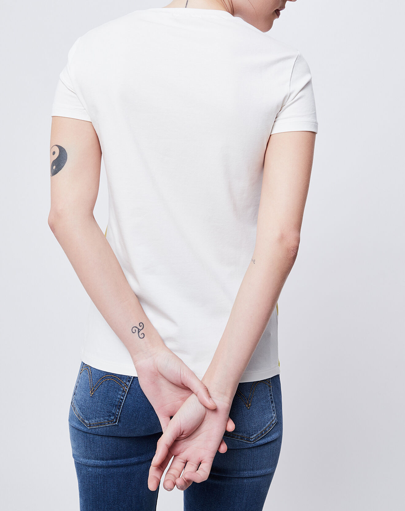 John Galliano T-Shirt imprimé blanc/jaune