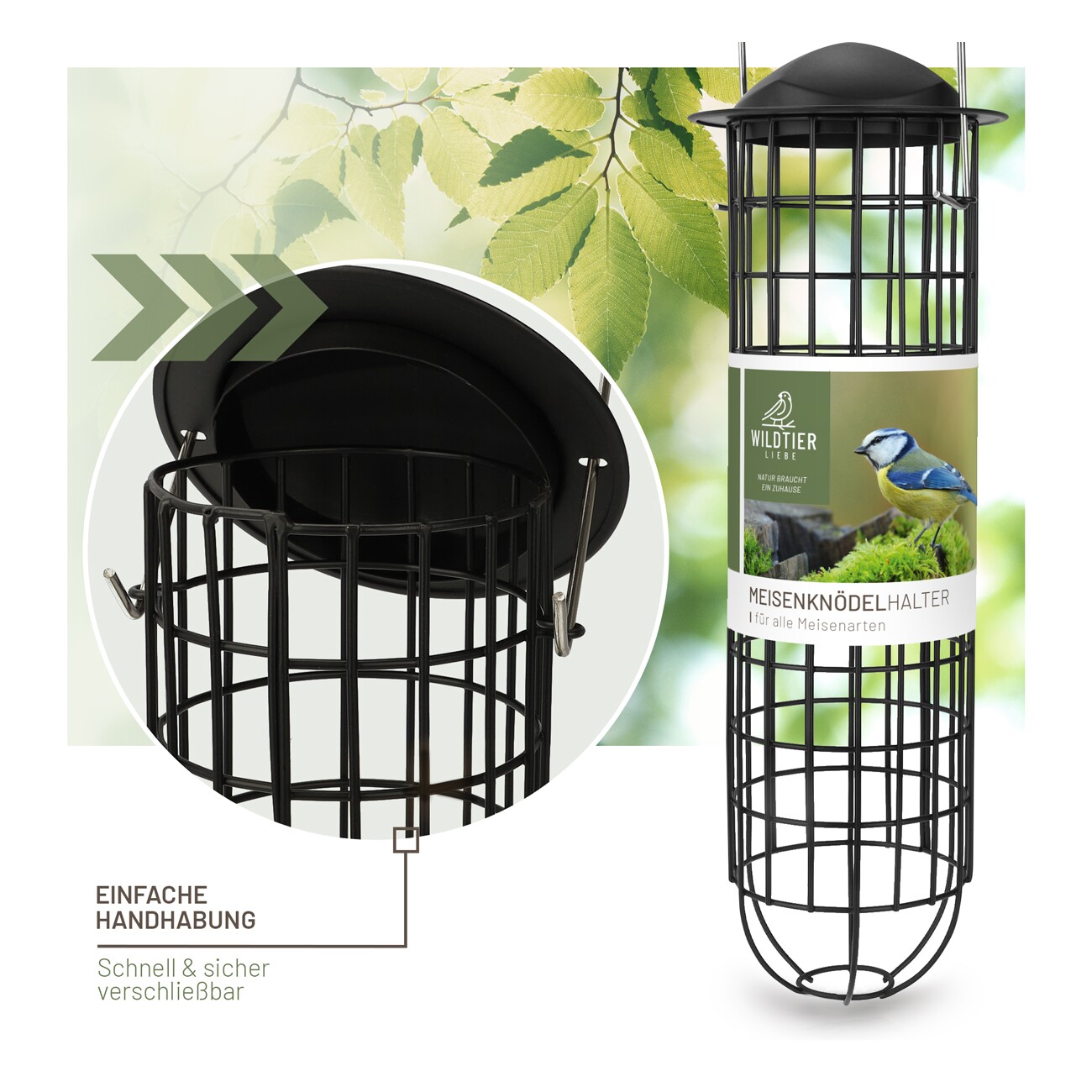 wildtier liebe Meisenknödelhalter 31cm, Schwarz