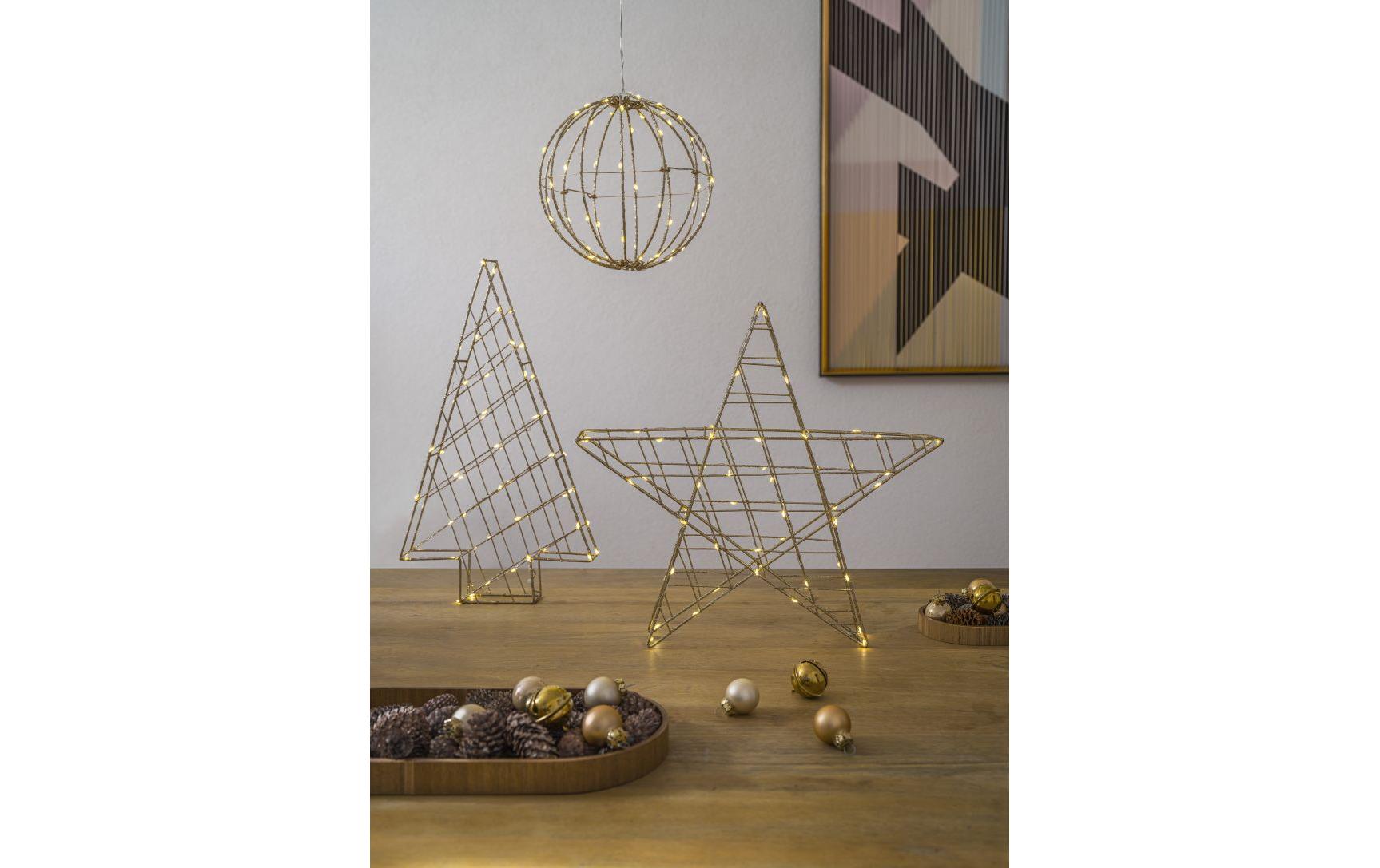 Tischdeko Svenja Star 3D Ball, Ø 20 cm, GoldLED Weihnachtsdekoration