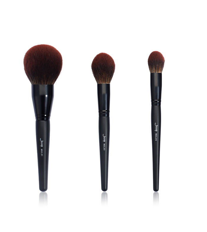 Jessup Beauty - Conjunto de pincéis de 3 peças Black Shimmer Collection - T274: Makeup Lover (Phantom Black)