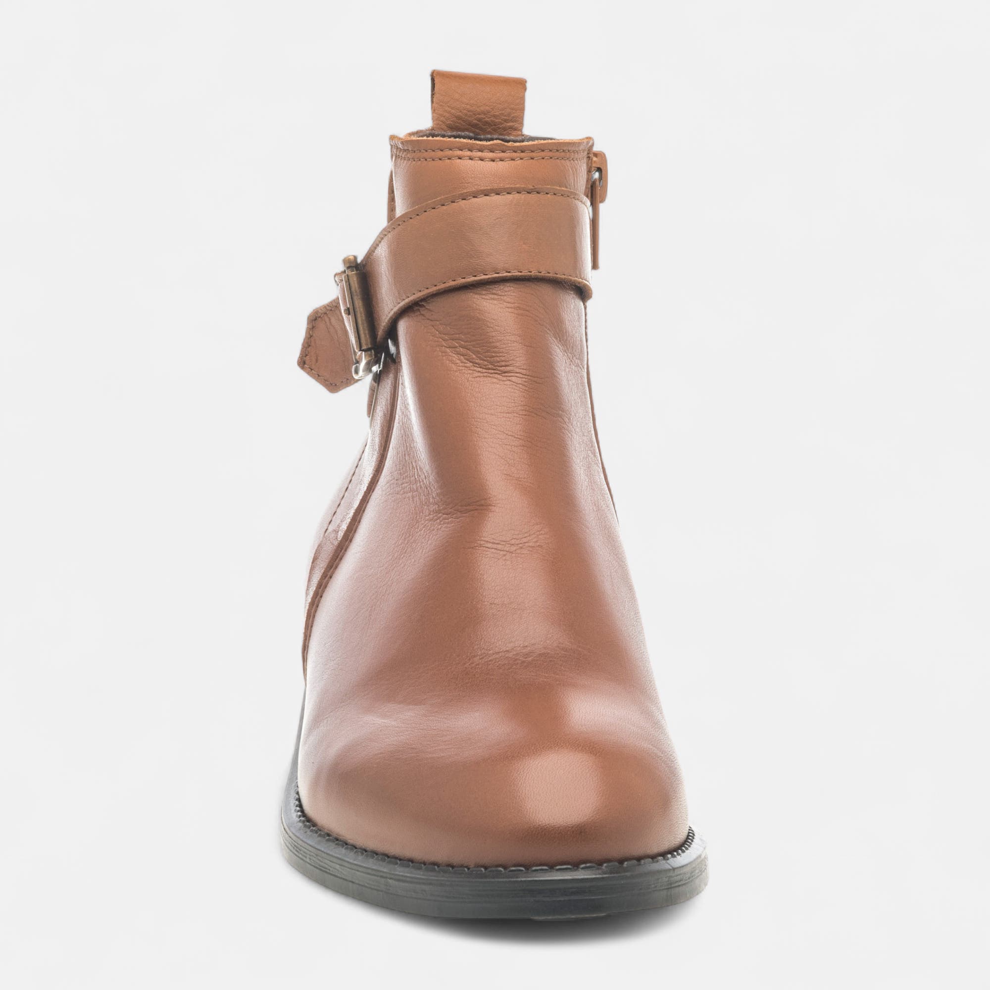 Bottines Femme en cuir cognac
