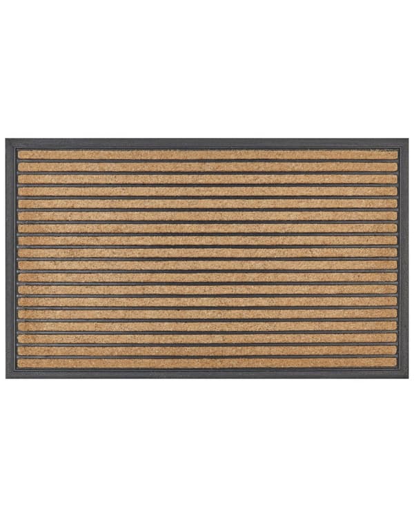 Dørmatte Naturlig polyester Svart gummibakside Sklisikker 45 x 75 cm Stripete mønster Moderne innendørsdekorasjon