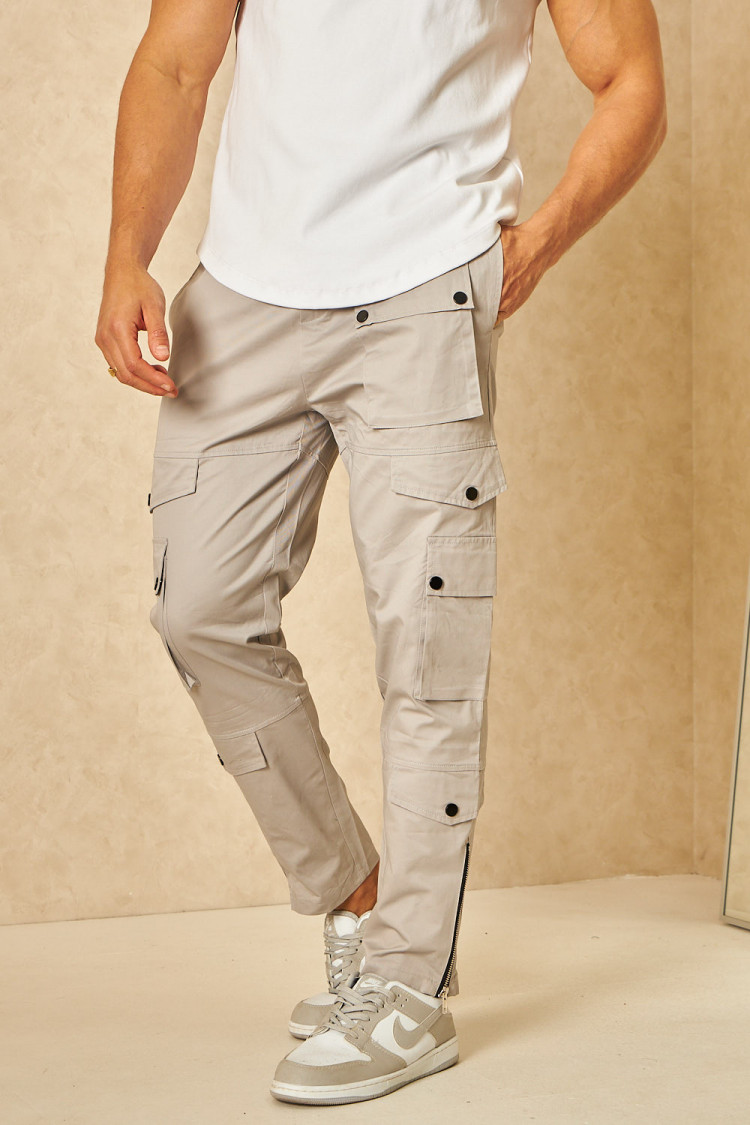 Joggerpant cargo en toile gris