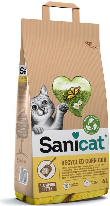 Sanicat Mais - Kattenbakvulling Klontvormend - Gerecycled Maïs - 6 liter