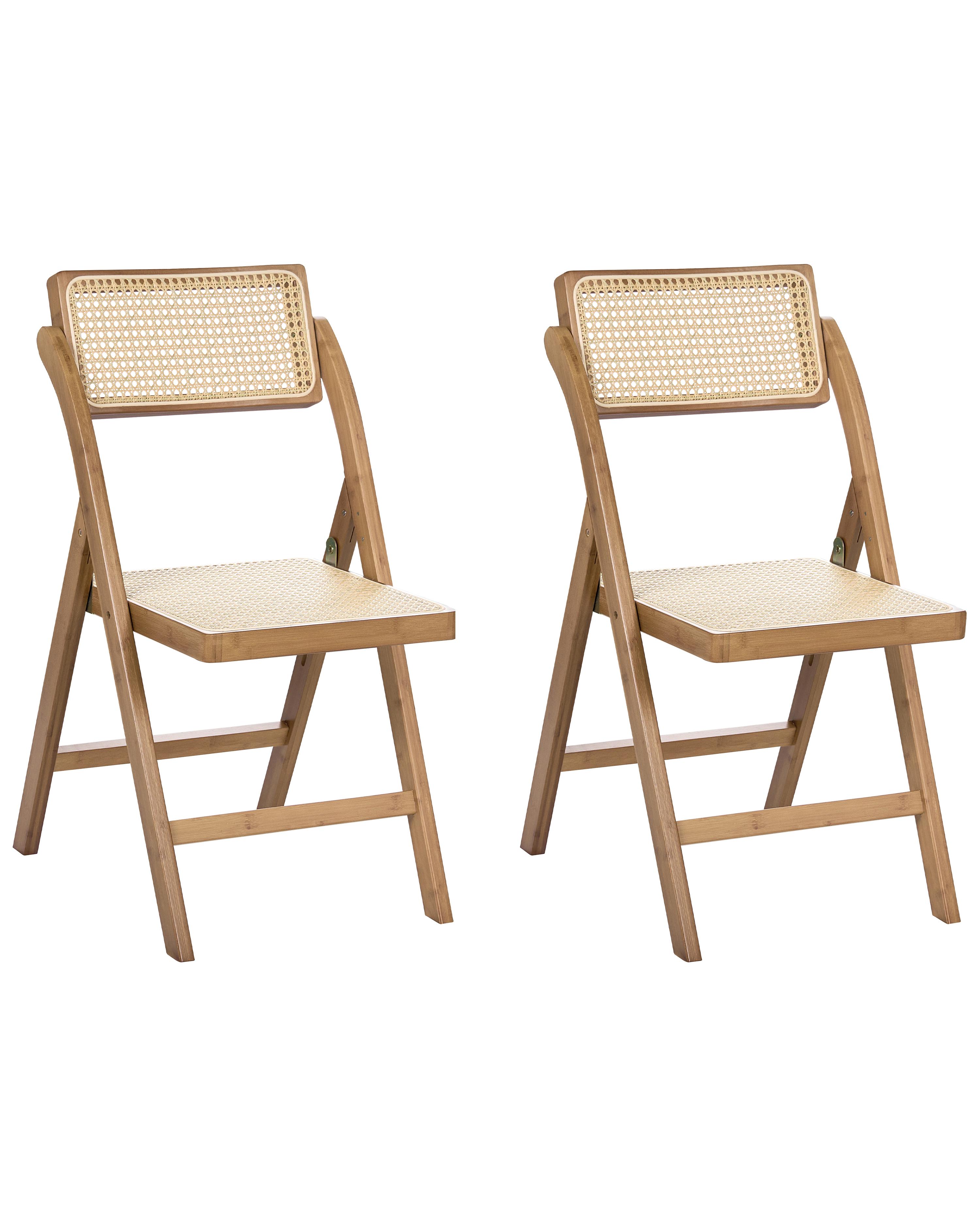 Set van 2 eetkamerstoelen inklapbaar MODANE Bamboehout Bruin