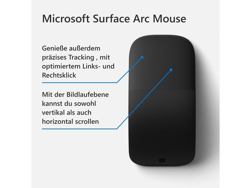 Microsoft Surface Arc Mouse schwarz Zusammenklappbare Bluetooth-Maus