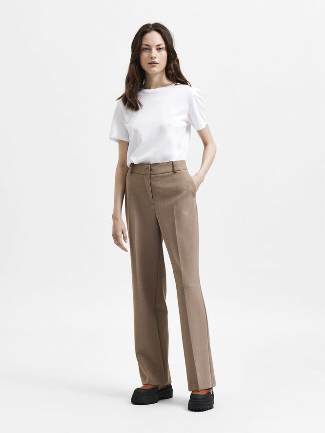 Selected Femme SLFRITA MW WIDE PANT CAMEL MLG B NO Camel/melangé
