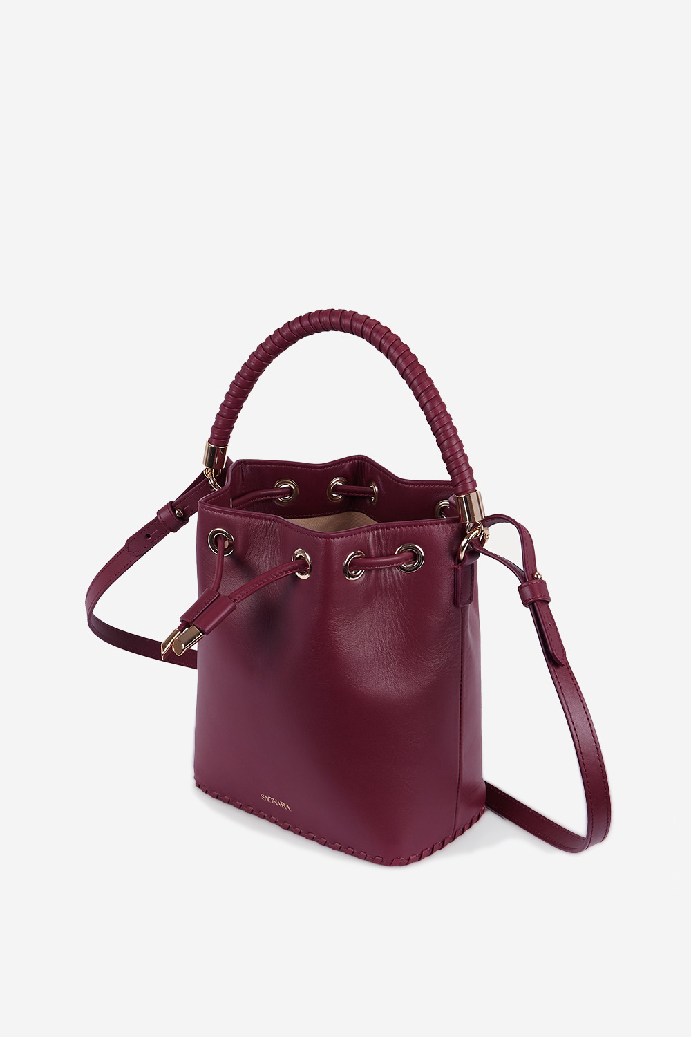 Bucket leather crossbody