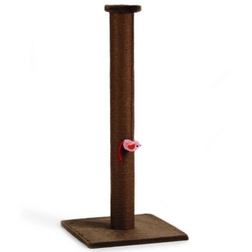 Arranhador para gatos com brinquedo pendurado, marrom