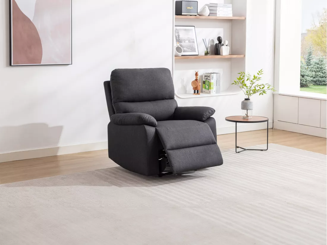 Fauteuil relax électrique en tissu gris anthracite LUNANO