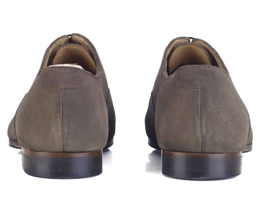 Richelieu homme Velours Taupe semelle cuir avec patin - LENNOX PATIN