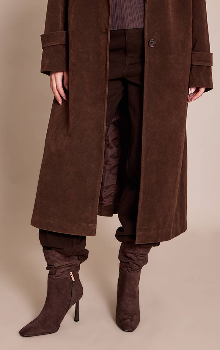 Chocolat Bottines À Bout Biseauté En Synthétique Froncée