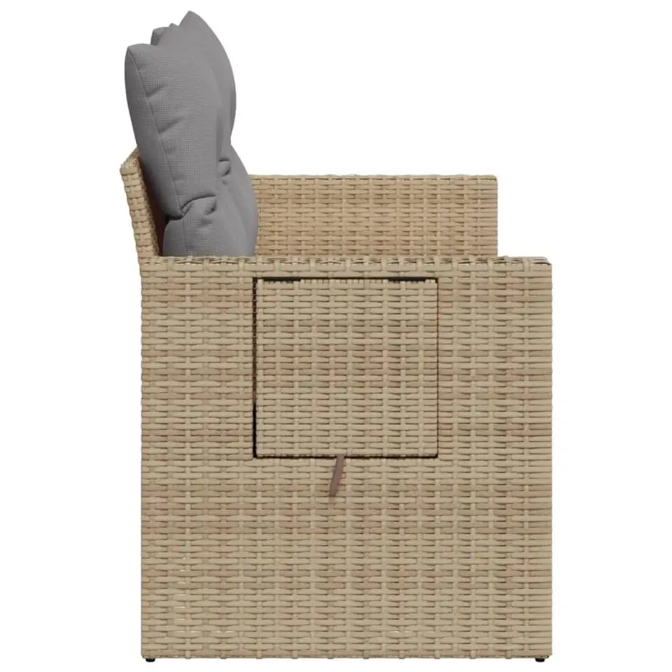 vidaXL - Tuinbank 2 -zits - Beige - Poly rattan - Met kussens