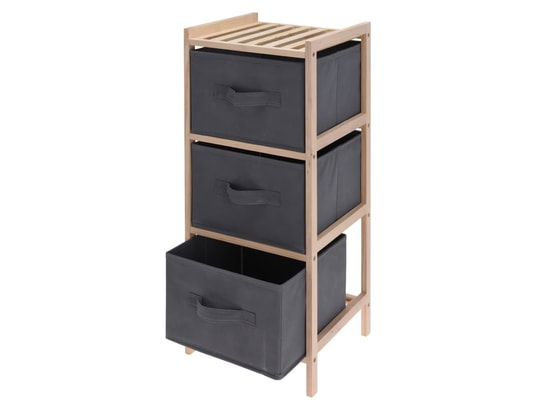 AMBIANCE - Armoire de rangement avec 3 boîtes de rangement gris foncé