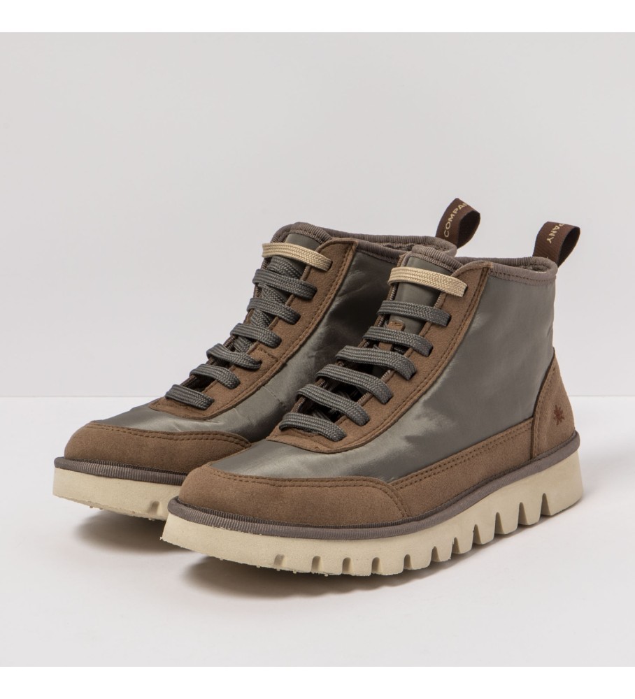 Botas de tornozelo em couro cinza artístico