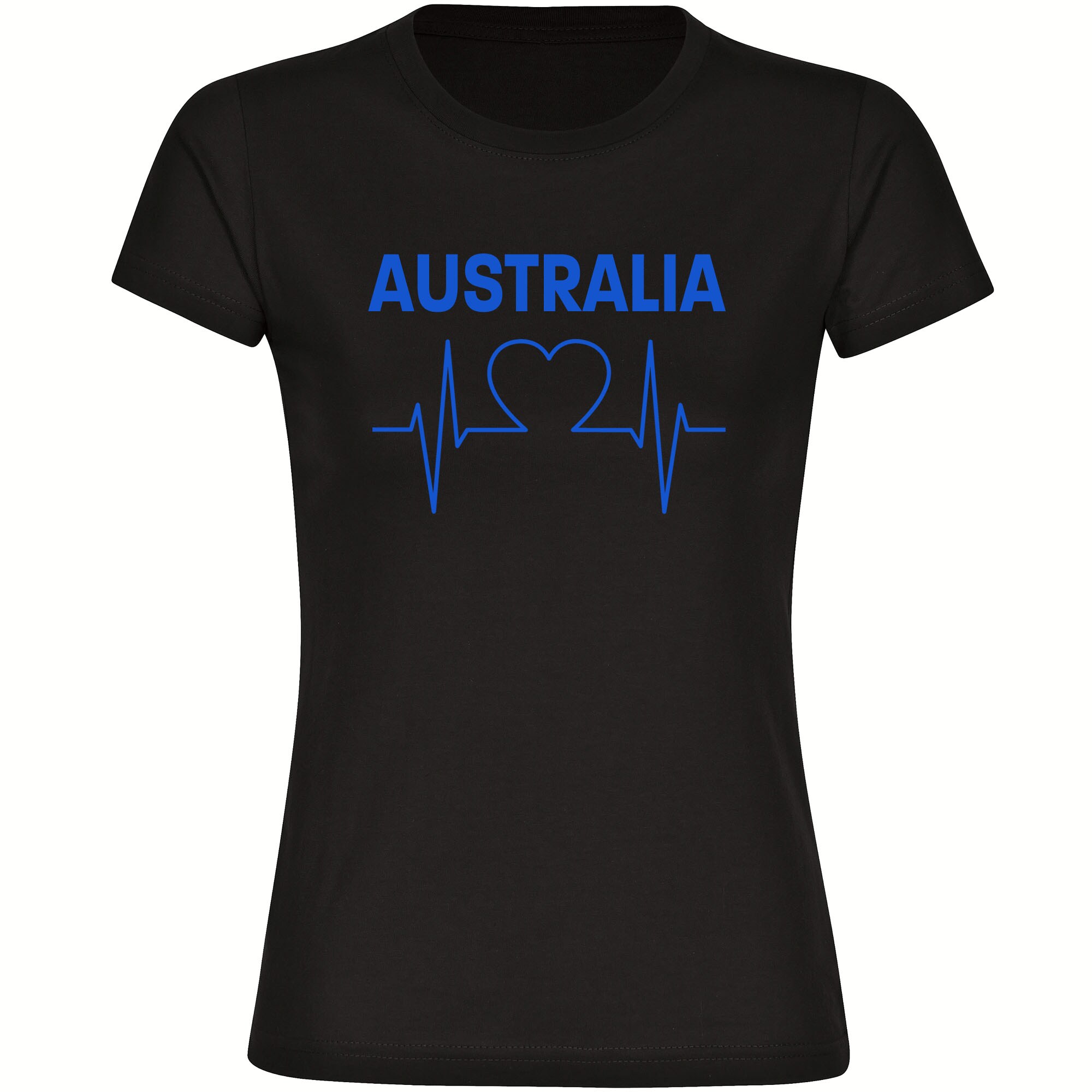 multifanshop® Damen T-Shirt- Australia - Herzschlag - Druck blau