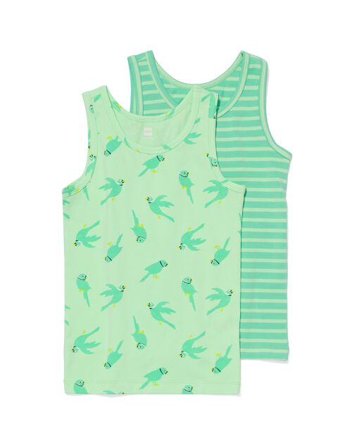 2 débardeurs enfant coton stretch oiseaux vert