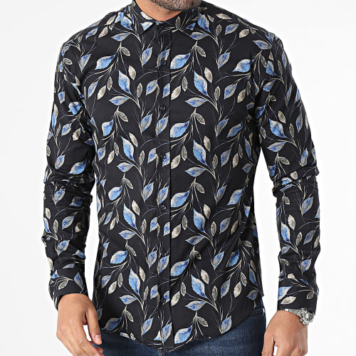 Chemise Manches Longues Noir Floral