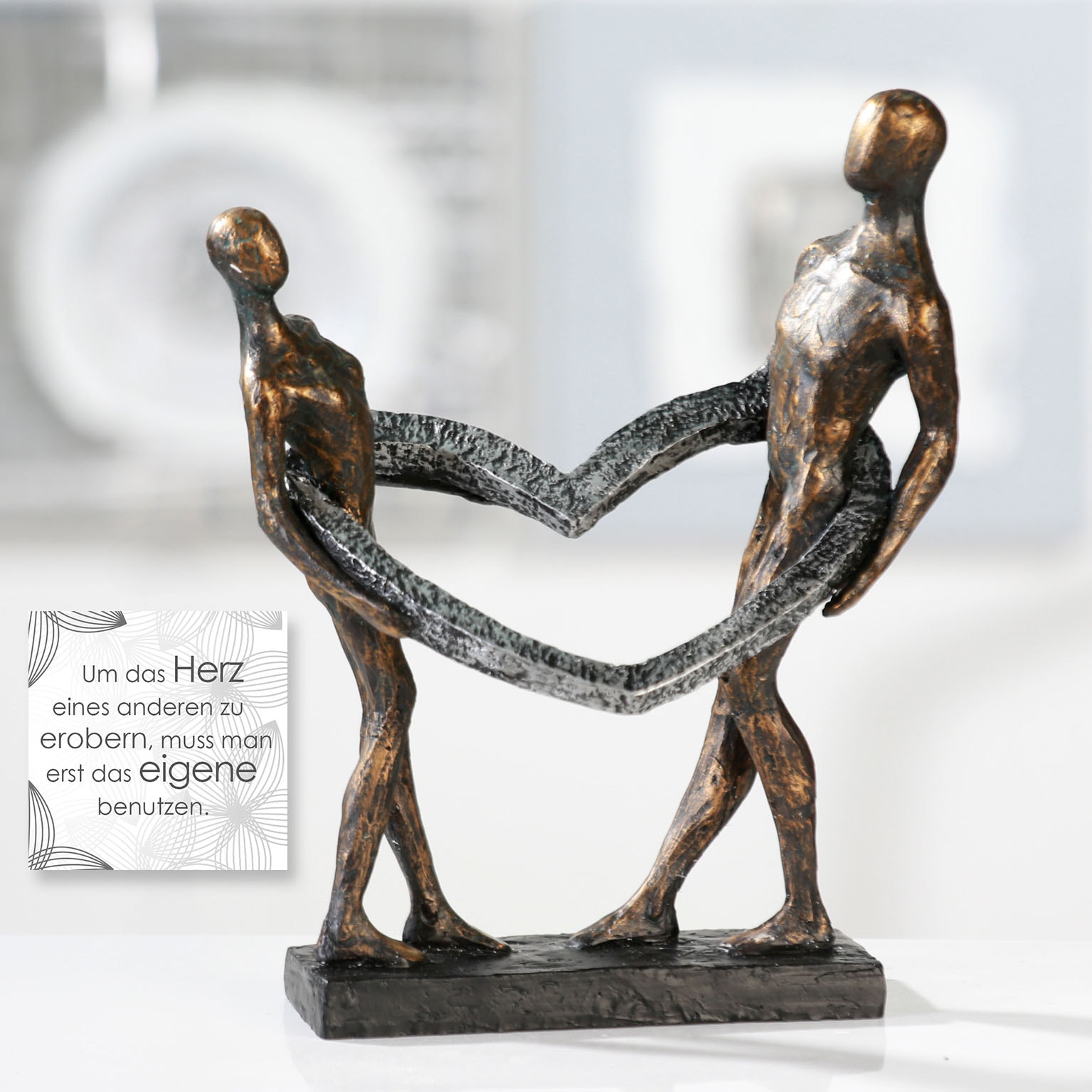 Casablanca by Gilde Dekofigur »Skulptur Connected« Dekoobjekt, Höhe 31 cm, mit Spruchanhänger, Wohnzimmer