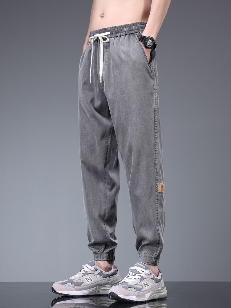Denimic - Cropped harembroek met applicatie en middelhoge taille