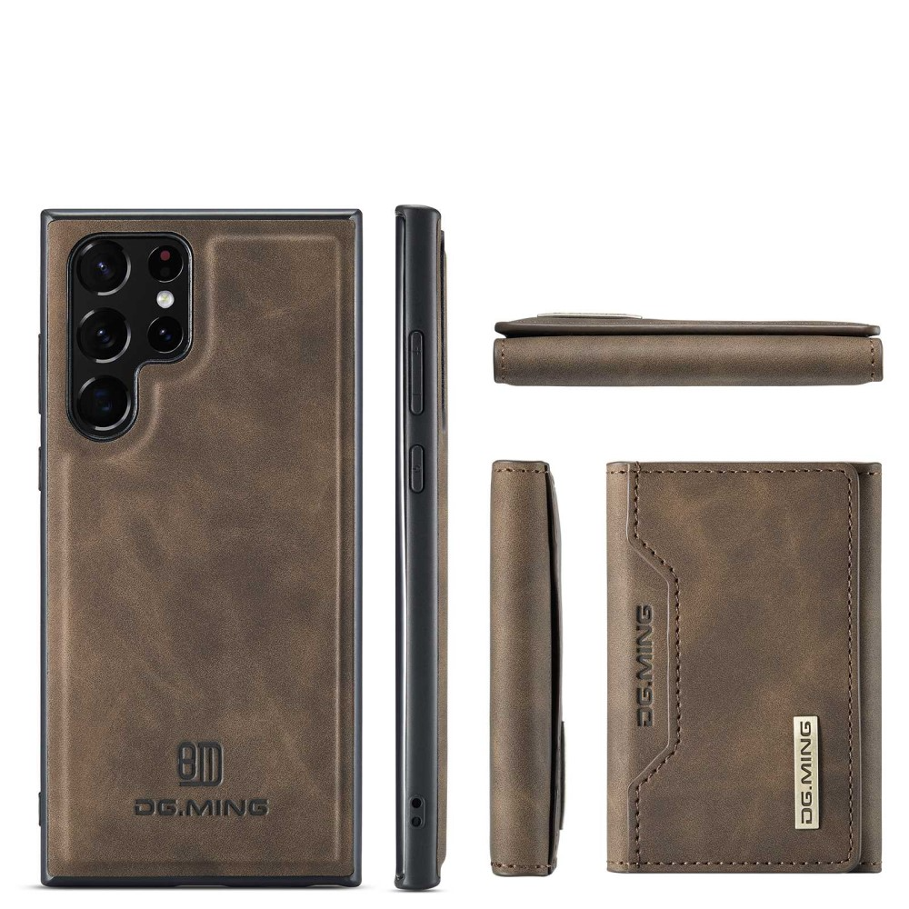 2in1 Samsung Galaxy S23 Ultra 5G Leder Hülle Wallet   Magnetisches Kreditkartenfach - Dunkelbraun