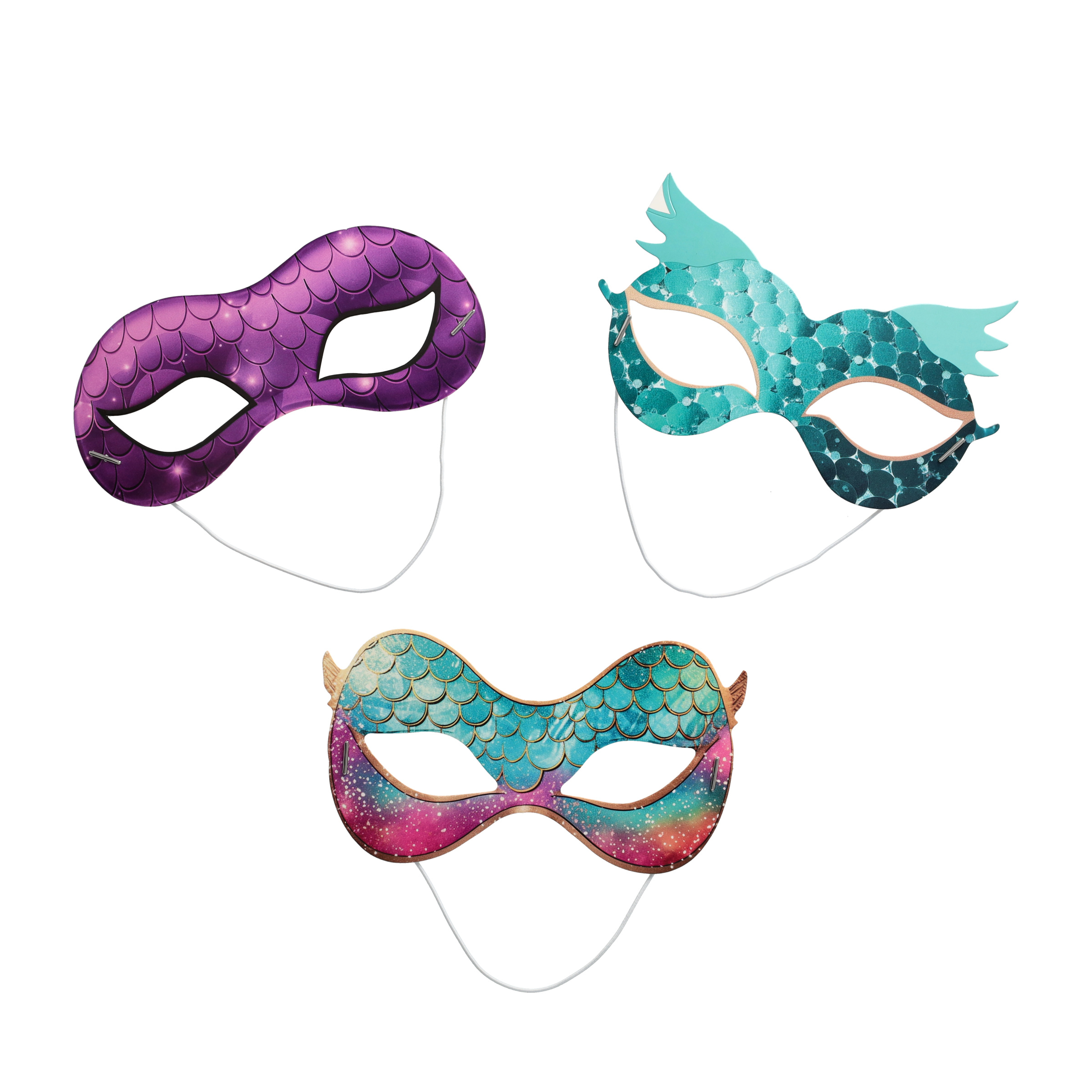 (10er Set) Papier Masken Kinder Fasnachts Kostüm Zubehör Motto Party Accessoire Geburtstag Foto Requisite - Meerjungfrau