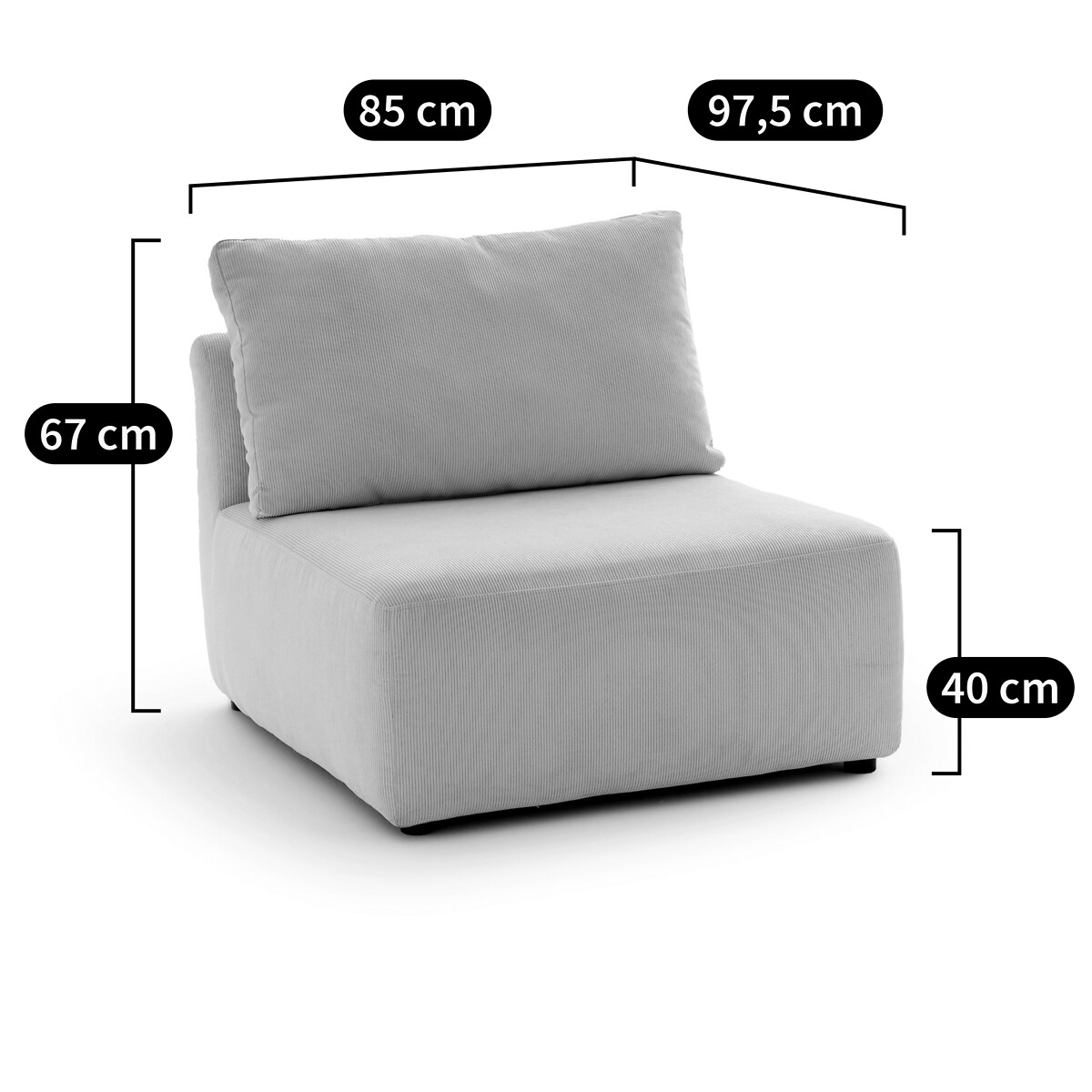 LA REDOUTE INTERIEURS<br>Banco modular de getextureerde stof, Monica
