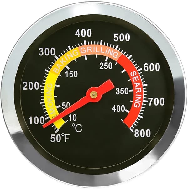 INF Analogt grilltermometer for grill & stekeovn i rustfritt stål