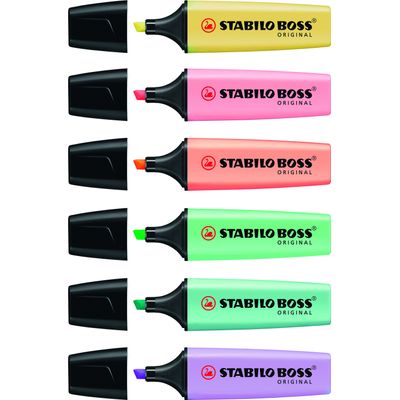 STABILO BOSS ORIGINAL Pastel - Pack de 6 surligneurs - couleurs assorties