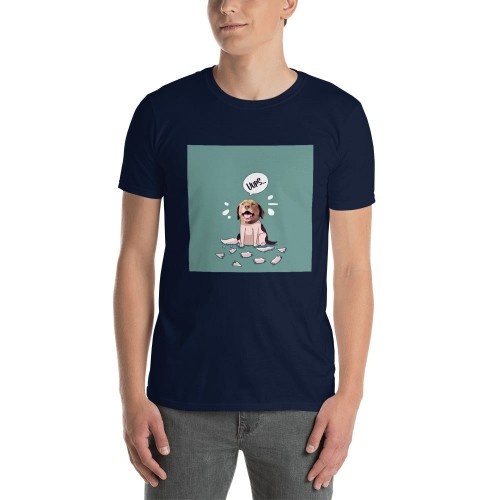 Camiseta masculina Mascochula, personalizada com a foto do seu animal de estimação, azul marinho
