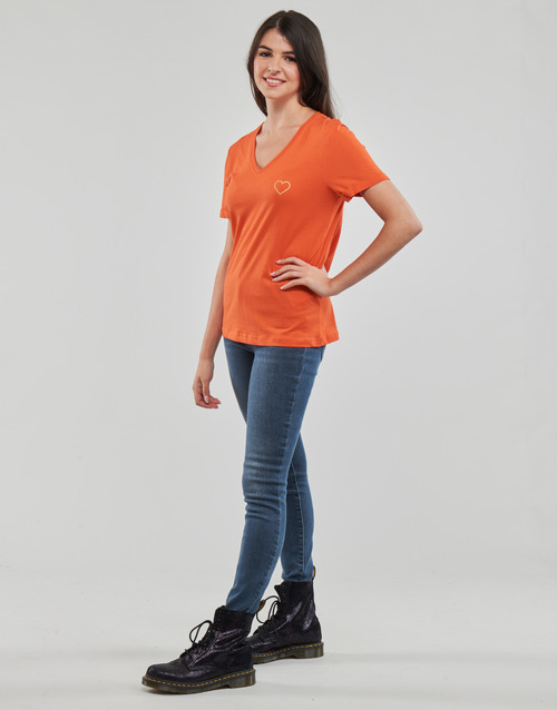 Only - ONLKITA S/S V-NECK HEART TOP BOX CS JRS - Orange